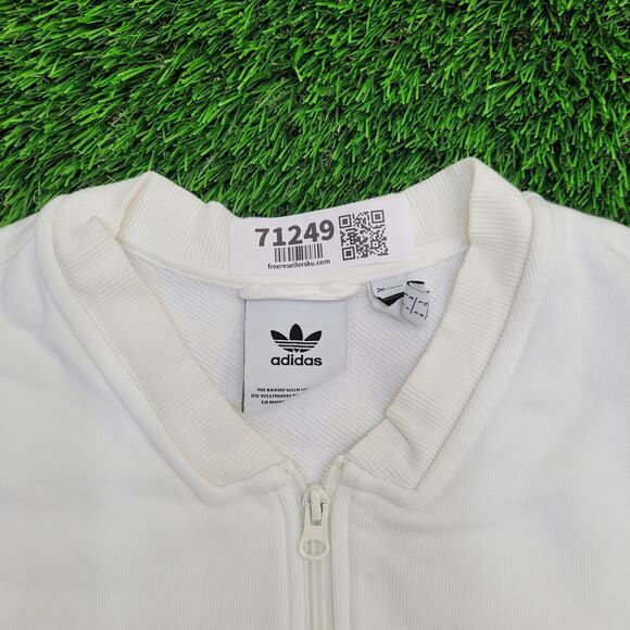 Adidas Zip Jacket Large 23x24 White Embroidered Trefoil Logo - Picture 11 of 16